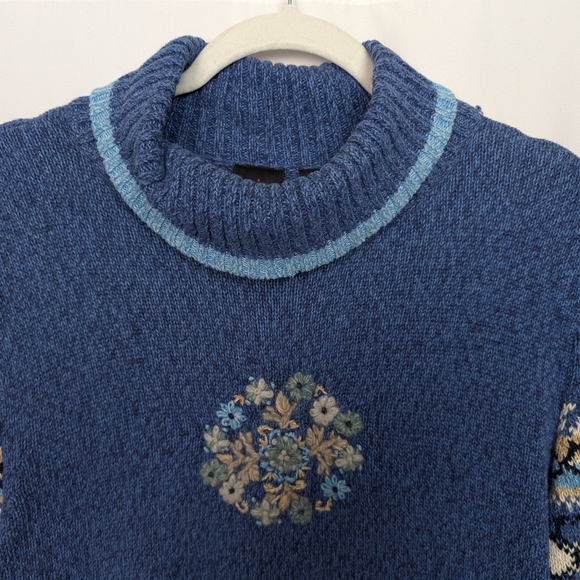 Vintage 90s Y2K Fair Isle Floral Sweater - Picture 4 of 10
